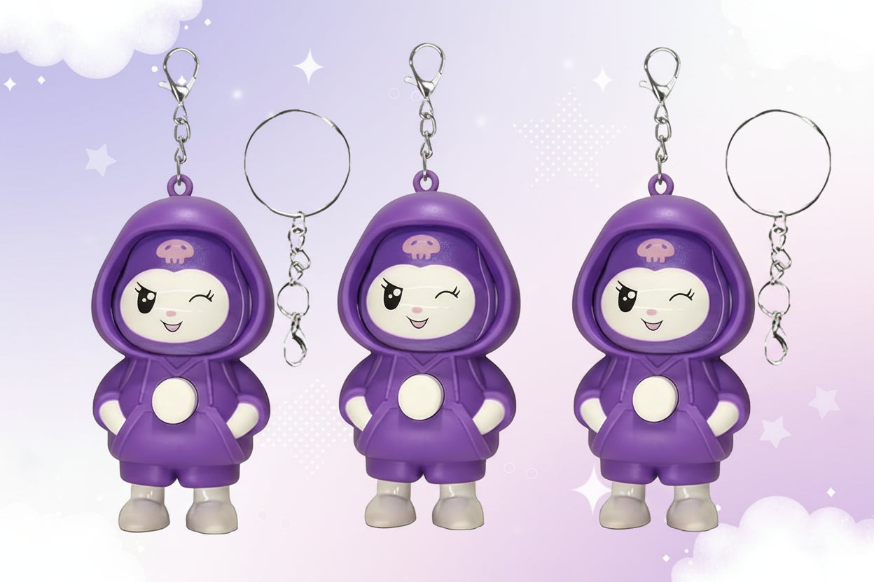 Kuromi Face Changing Doll Keychain Pack of 3 – Limited Edition Cute Anime Keychain Set