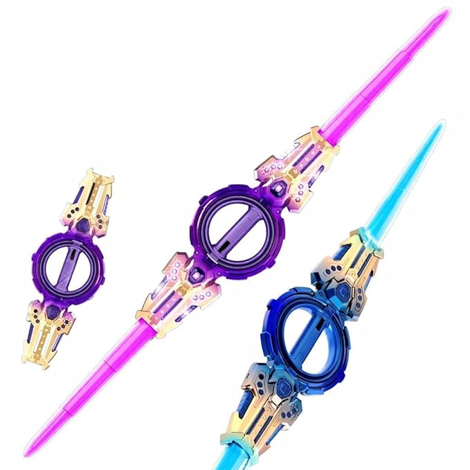 Retractable Spark Sword – Double-Edged LED Light Sword with FX Sound & Telescopic Design