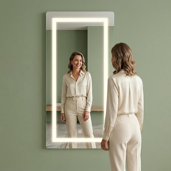 Creative Arts n Frames LED Wall Mirror – 18×36 Inch HD Full-Length Mirror with 3 Color Light Modes