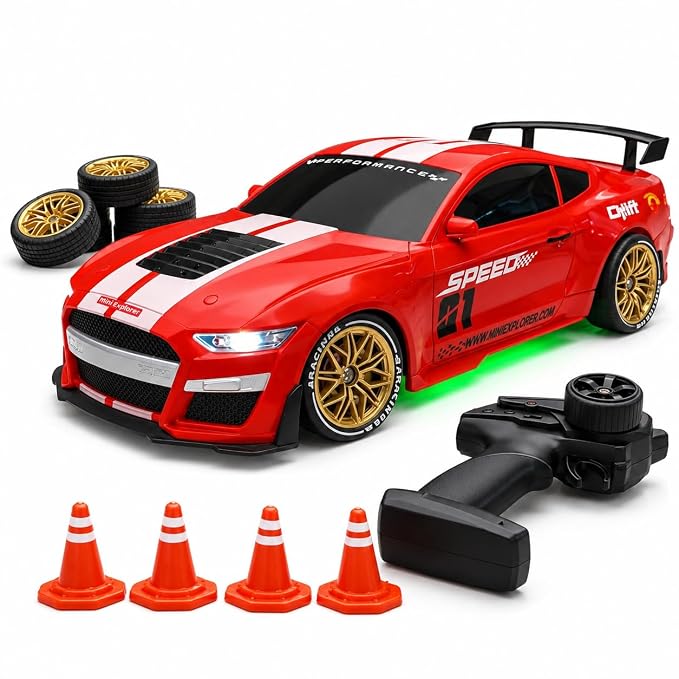 MiniExplorer Ghost RC Drift Car 1:24 Scale 4WD – 20KM/H High-Speed Remote Control Racing Car with LED Lights