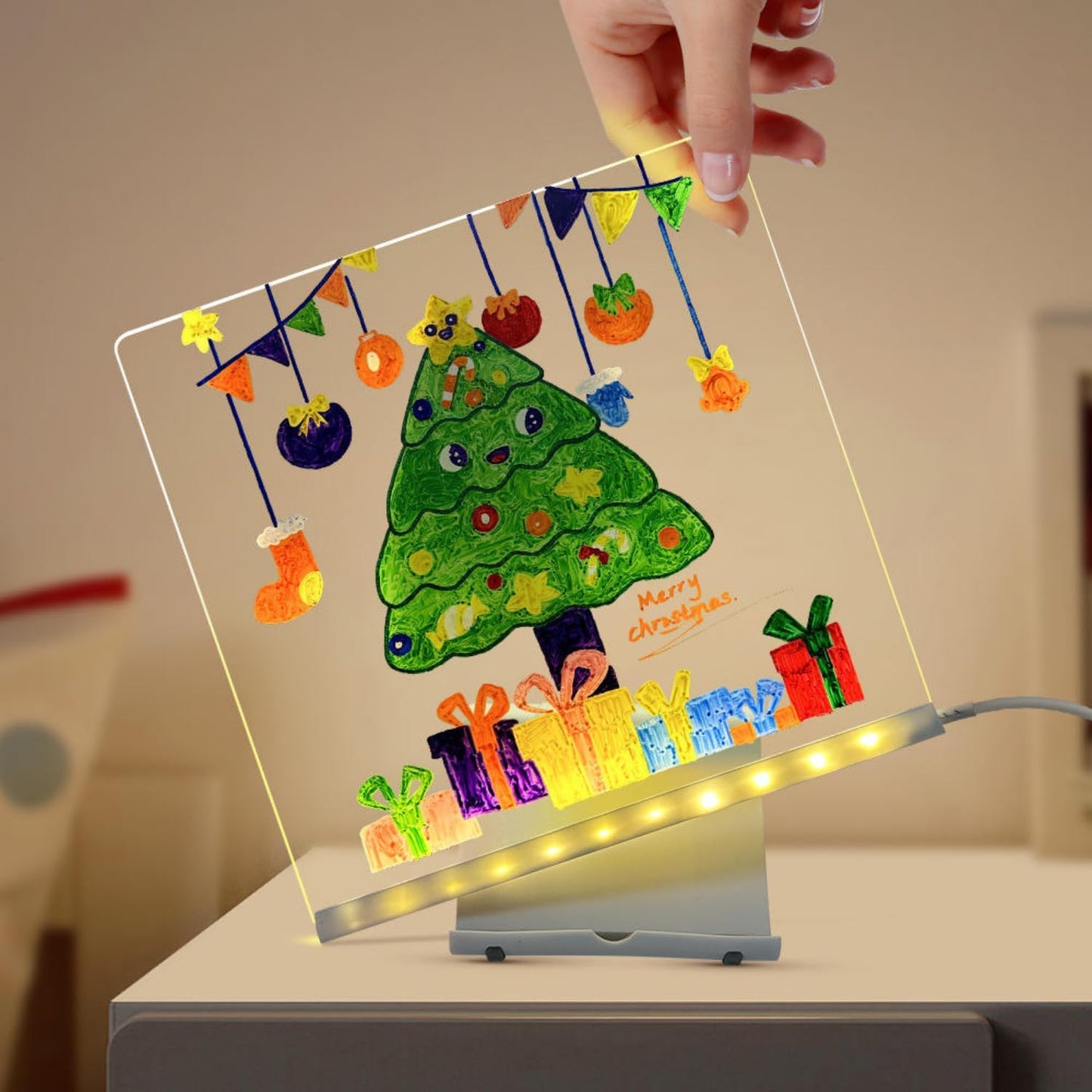 3D Acrylic LED Writing Board with Pen & Light – Personalized Desk Lamp Home & Office Decor Items, Valentine Gift for Girlfriend, Personalized Led Board