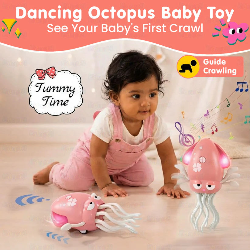 Dancing Octopus Electric Toy with LED Lights & Music – Automatic Crawling Smart Tentacle Baby Toy