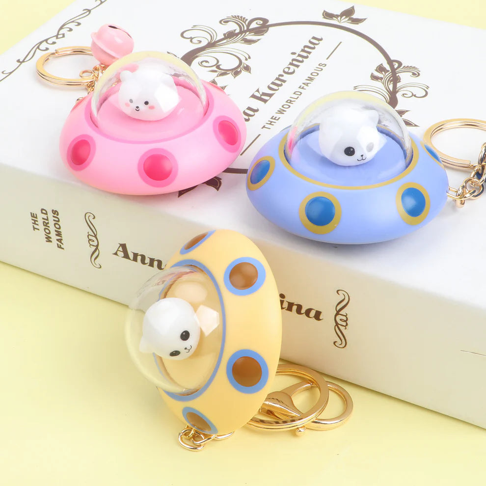UFO Glow Mini Spaceship Starlight Keychain – Limited Edition LED Space Pendant Accessory