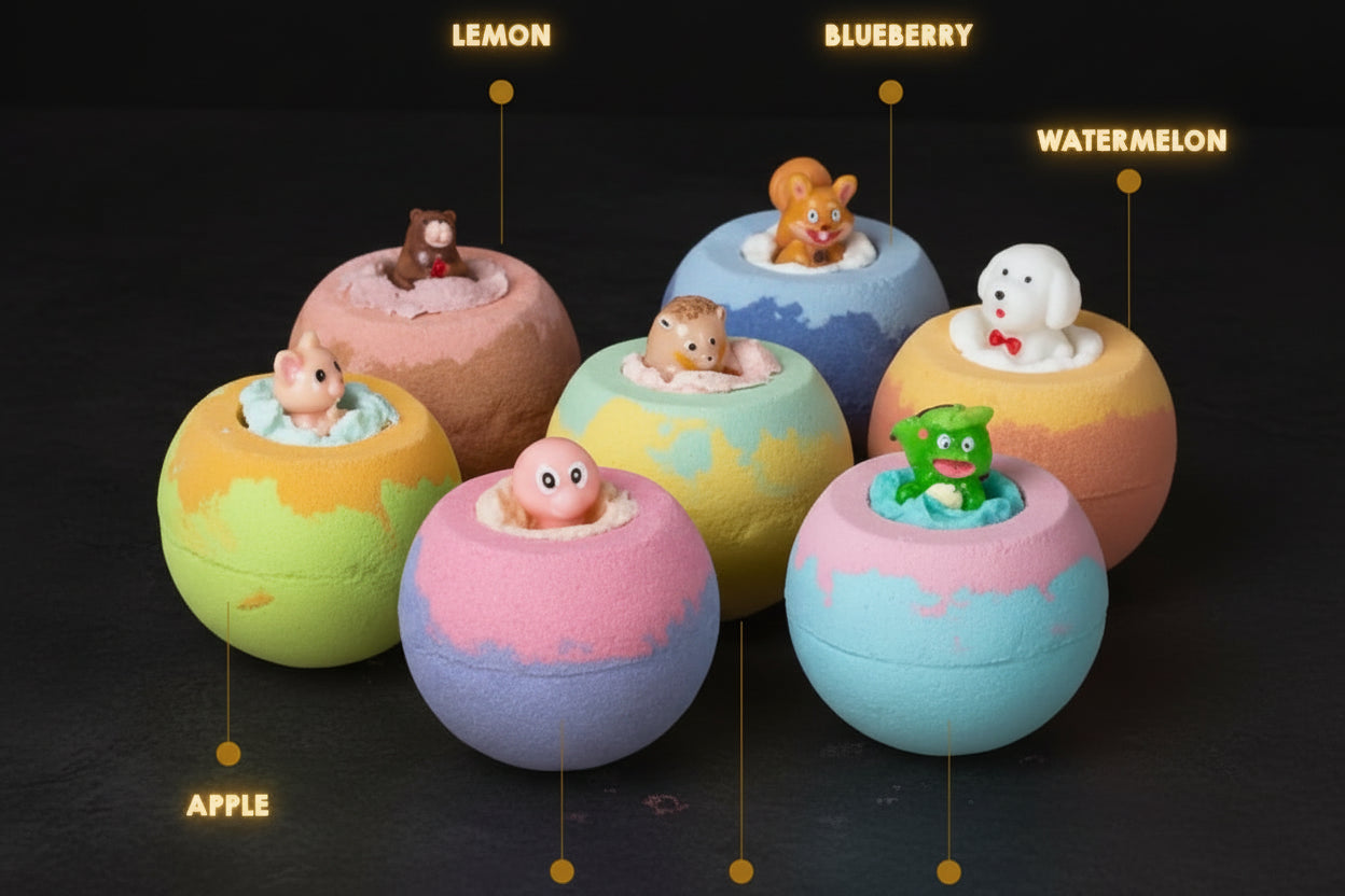 Kids Surprise Bath Bomb Set – Handmade Natural Bath Fizzers with Hidden Toy Inside, Safe for Sensitive Skin, Fun Bath Time Gift for Boys & Girls