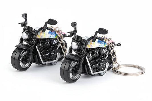 Graffiti Art Bike Pushback Keychain Jumbo Size – Stylish Mini Motorcycle Key Ring