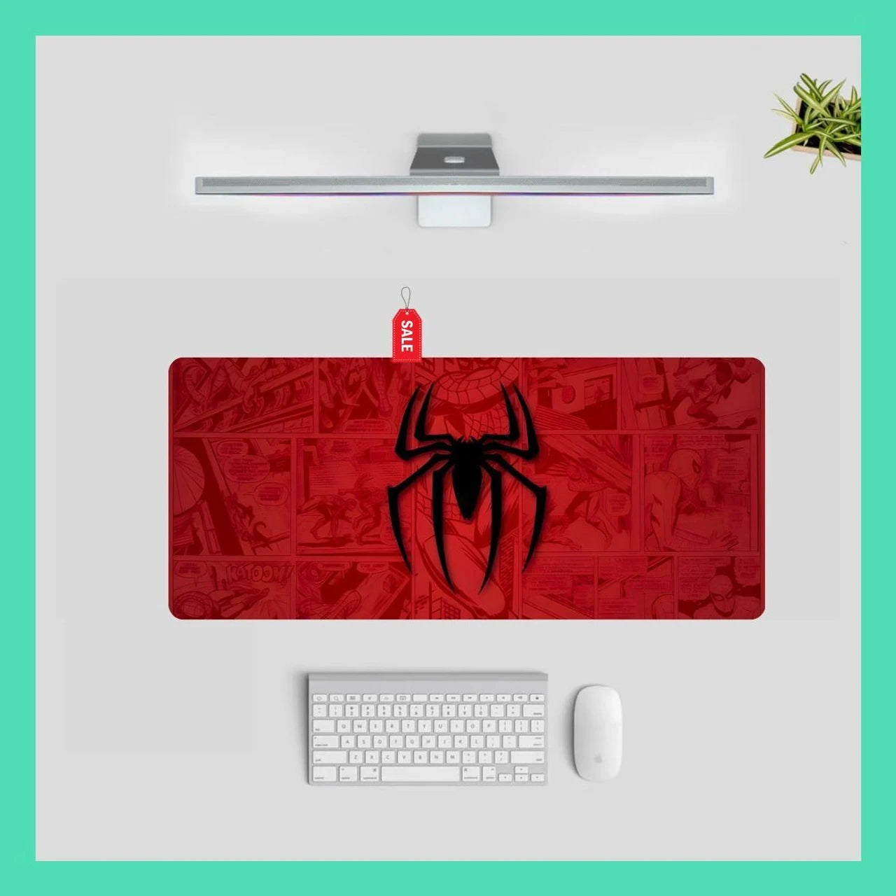 Spider Theme Gaming Mouse Pad XXL – 58 × 28cm Extended Desk Mat with Anti-Slip Rubber Base, Waterproof Smooth Surface