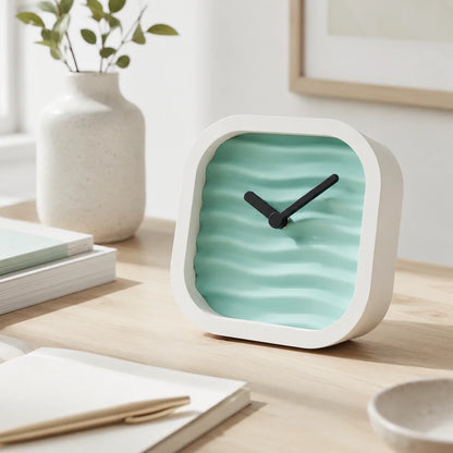 Wavy Desk Clock – Modern Analog Table Clock for Office Desk, Study Table & Home Décor