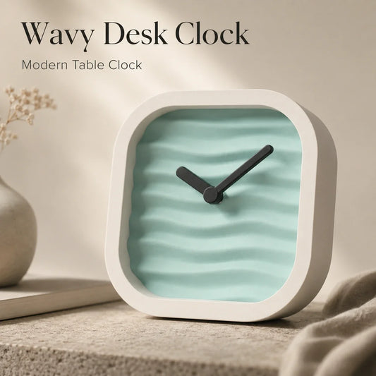 Wavy Desk Clock – Modern Analog Table Clock for Office Desk, Study Table & Home Décor
