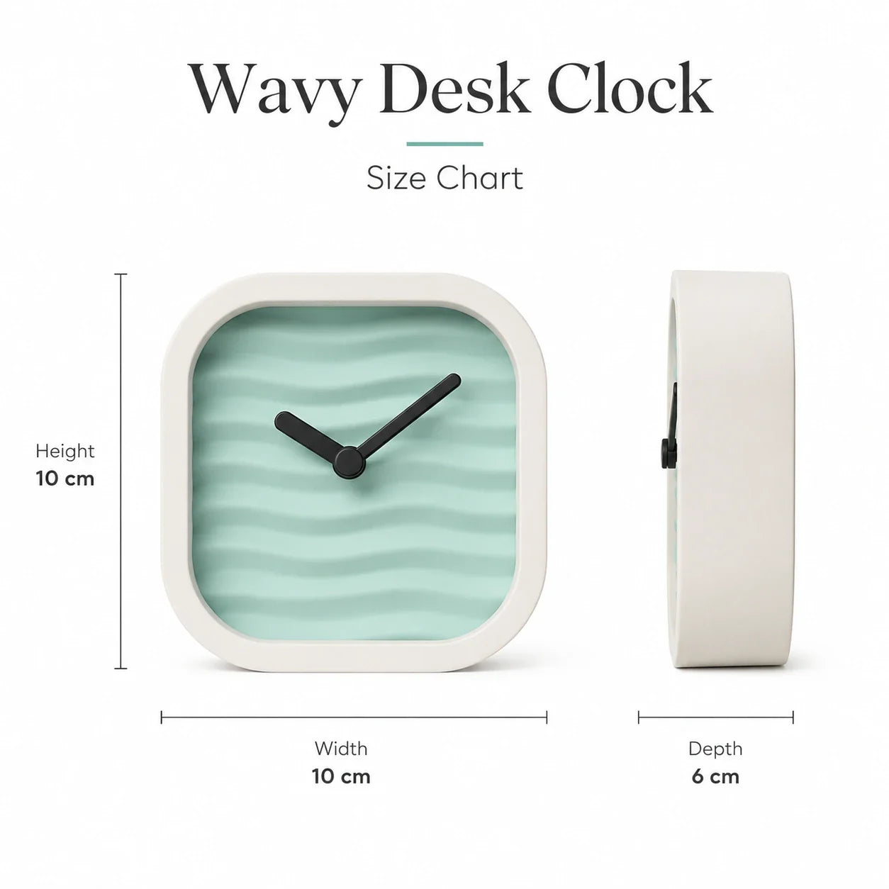 Wavy Desk Clock – Modern Analog Table Clock for Office Desk, Study Table & Home Décor