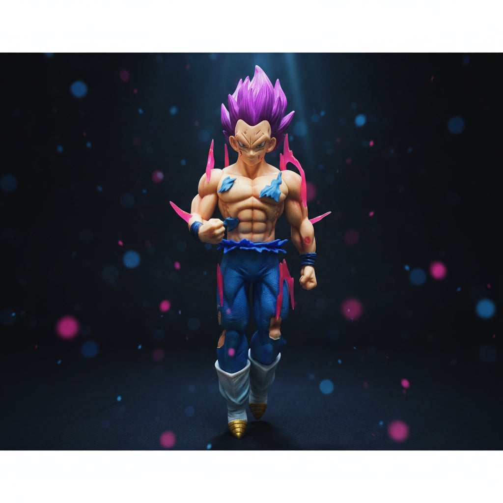 Vegeta Purple Hair Battle Damaged Figure – 20cm Transparent Base Dragon Ball Collector Edition