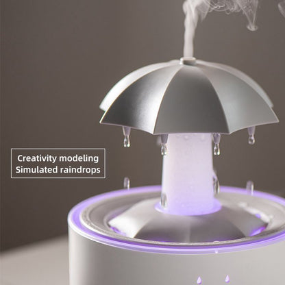 Umbrella Raindrop Air Humidifier – Portable USB Mist Humidifier with Rainfall Effect (White)