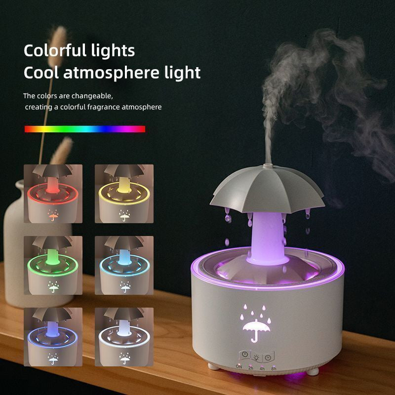 Umbrella Raindrop Air Humidifier – Portable USB Mist Humidifier with Rainfall Effect (White)
