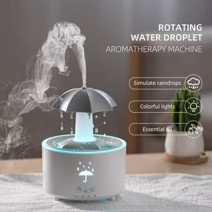 Umbrella Raindrop Air Humidifier – Portable USB Mist Humidifier with Rainfall Effect (White)
