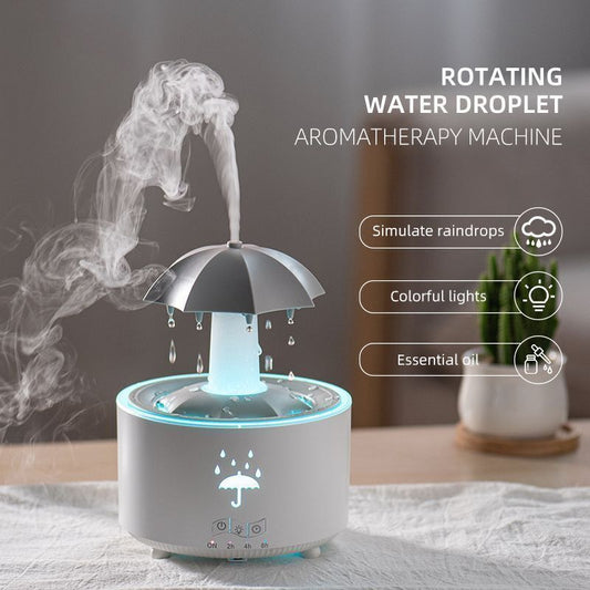 Umbrella Raindrop Air Humidifier – Portable USB Mist Humidifier with Rainfall Effect (White)