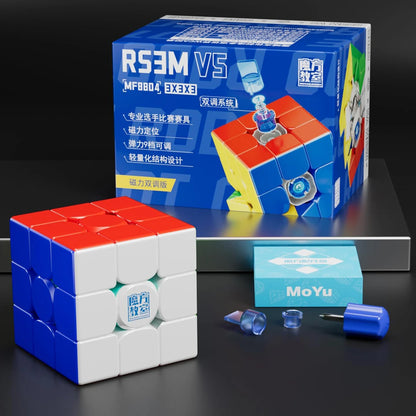 Cuberkart MoYu RS3M V5 3×3 Magnetic Speed Cube – Dual-Adjustment Stickerless Professional Puzzle Cube