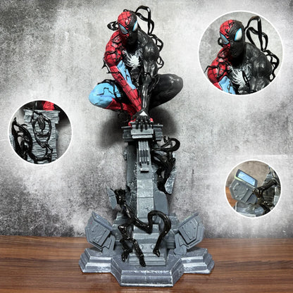 Marvel Symbiotic Spider-Man x Venom LED Action Figure – 38cm Premium PVC Collectible Statue | Light-Up Superhero Display Figure
