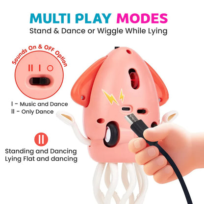 Dancing Octopus Electric Toy with LED Lights & Music – Automatic Crawling Smart Tentacle Baby Toy