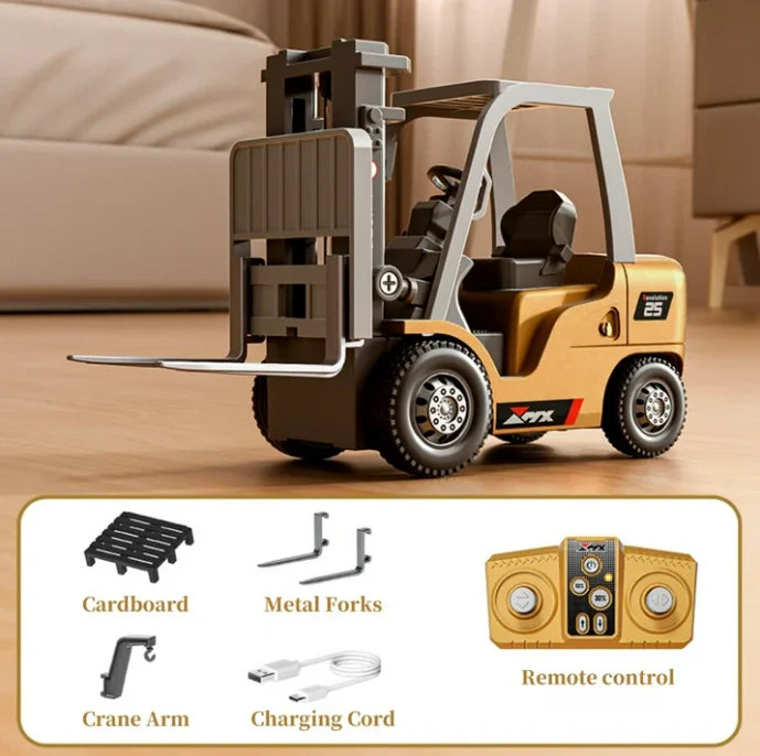 Engineering RC Forklift Truck – 2.4GHz Alloy Vehicle with LED Lights & Sound Remote & App Control