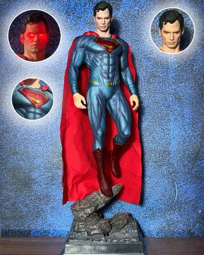 DC Superman Henry Cavill LED Light-Up Action Figure – 50cm Premium Limited Edition PVC Collectible Statue with Red LED Eyes & Display Base