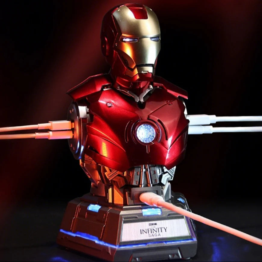 Iron Man MK3 Mecha Bust 65W Fast Charging Station – 5-Port USB Charging Stand | AnimeLegacy