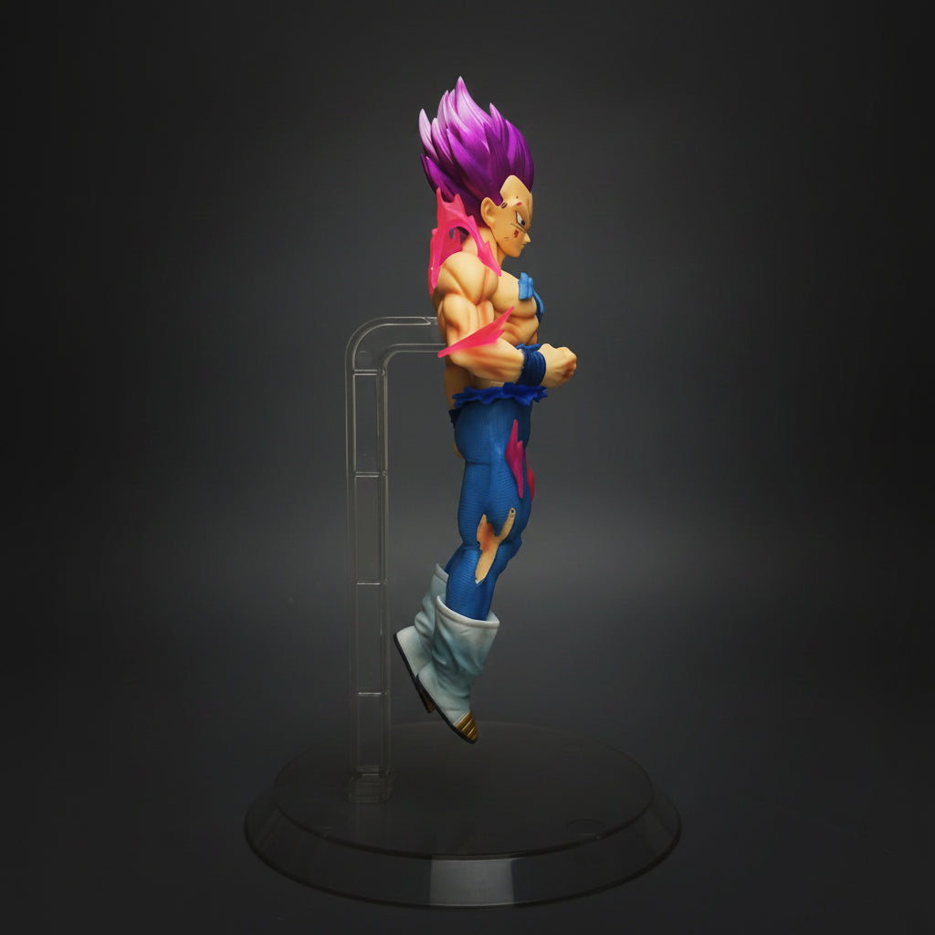 Vegeta Purple Hair Battle Damaged Figure – 20cm Transparent Base Dragon Ball Collector Edition