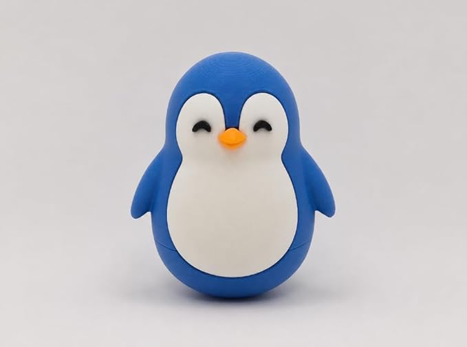 Penguin Roly-Poly Wobble Toy – Self-Righting Interactive Kids Figure (Blue & White)