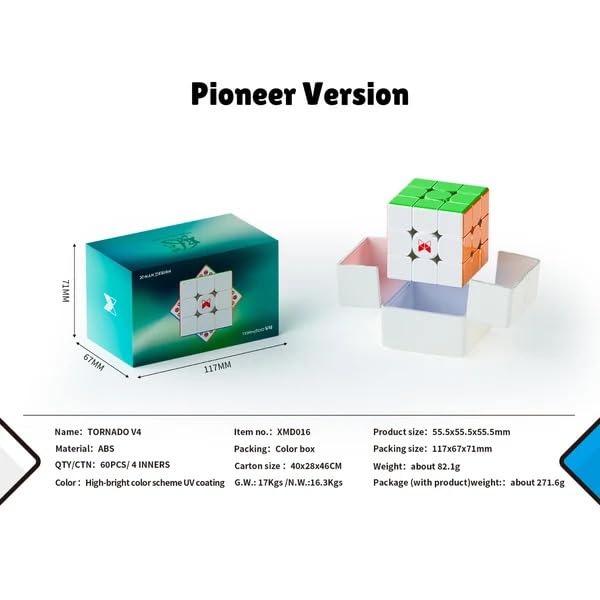 Cubelelo QiYi X-Man Tornado V4 M 3×3 Flagship Speed Cube – Advanced Magnetic Professional Puzzle Cube for Competitive Speedcubing