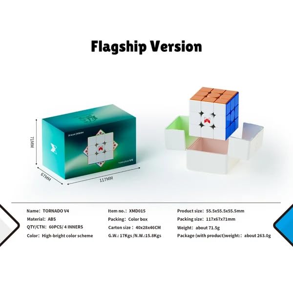 Cubelelo QiYi X-Man Tornado V4 M 3×3 Flagship Speed Cube – Advanced Magnetic Professional Puzzle Cube for Competitive Speedcubing