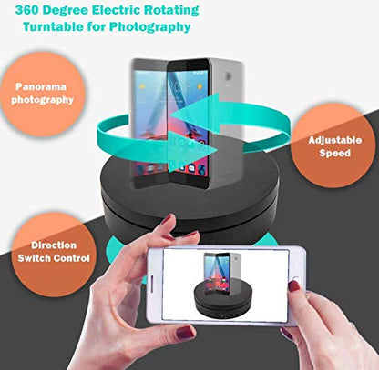 24x7 eMall 360° Electric Rotating Display Stand – 8 Inch Motorized Turntable for Photography & Collectibles