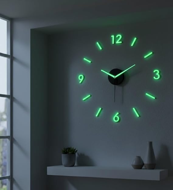 cozyloom Radium Simple Wall Clock – Minimalist Modern Analog Timepiece with Glow-in-Dark Radium Markers &, Office, Living Room & Bedroom Décor (60x60cm)