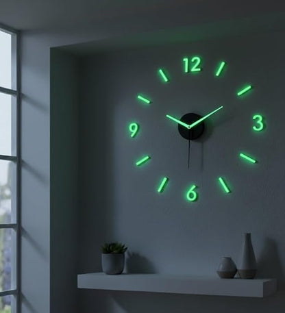 cozyloom Radium Simple Wall Clock – Minimalist Modern Analog Timepiece with Glow-in-Dark Radium Markers &, Office, Living Room & Bedroom Décor (60x60cm)