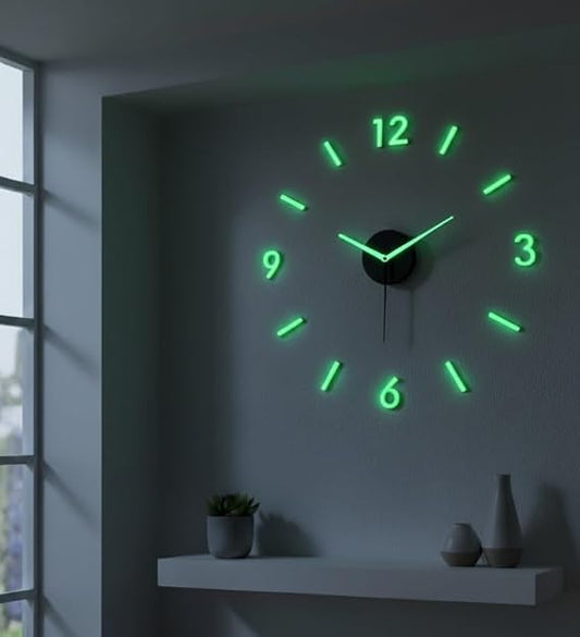 cozyloom Radium Simple Wall Clock – Minimalist Modern Analog Timepiece with Glow-in-Dark Radium Markers &, Office, Living Room & Bedroom Décor (60x60cm)