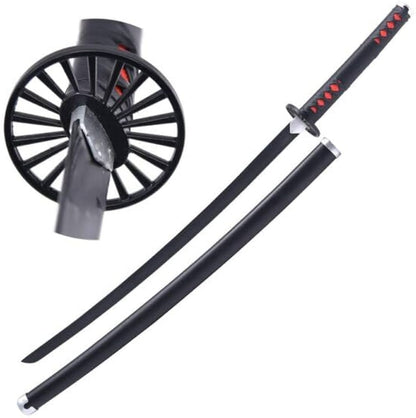Demon Slayer Tanjiro Black Wooden Katana – 104cm Anime Cosplay Sword