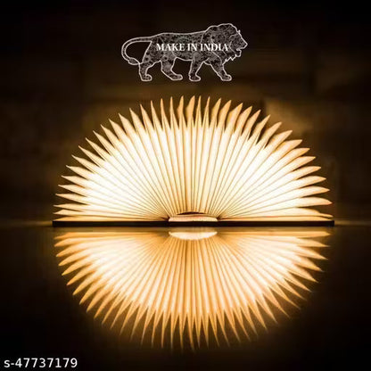 Rechargeable LED Book Lamp – Foldable Wooden Night Light for Reading (Walnut Finish)