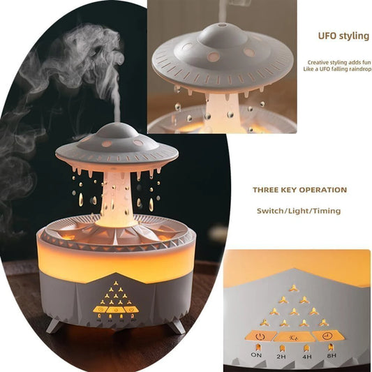 DOCOSS CloudRain Aroma Diffuser & Humidifier – Remote Control Essential Oil Diffuser with LED Light (White)