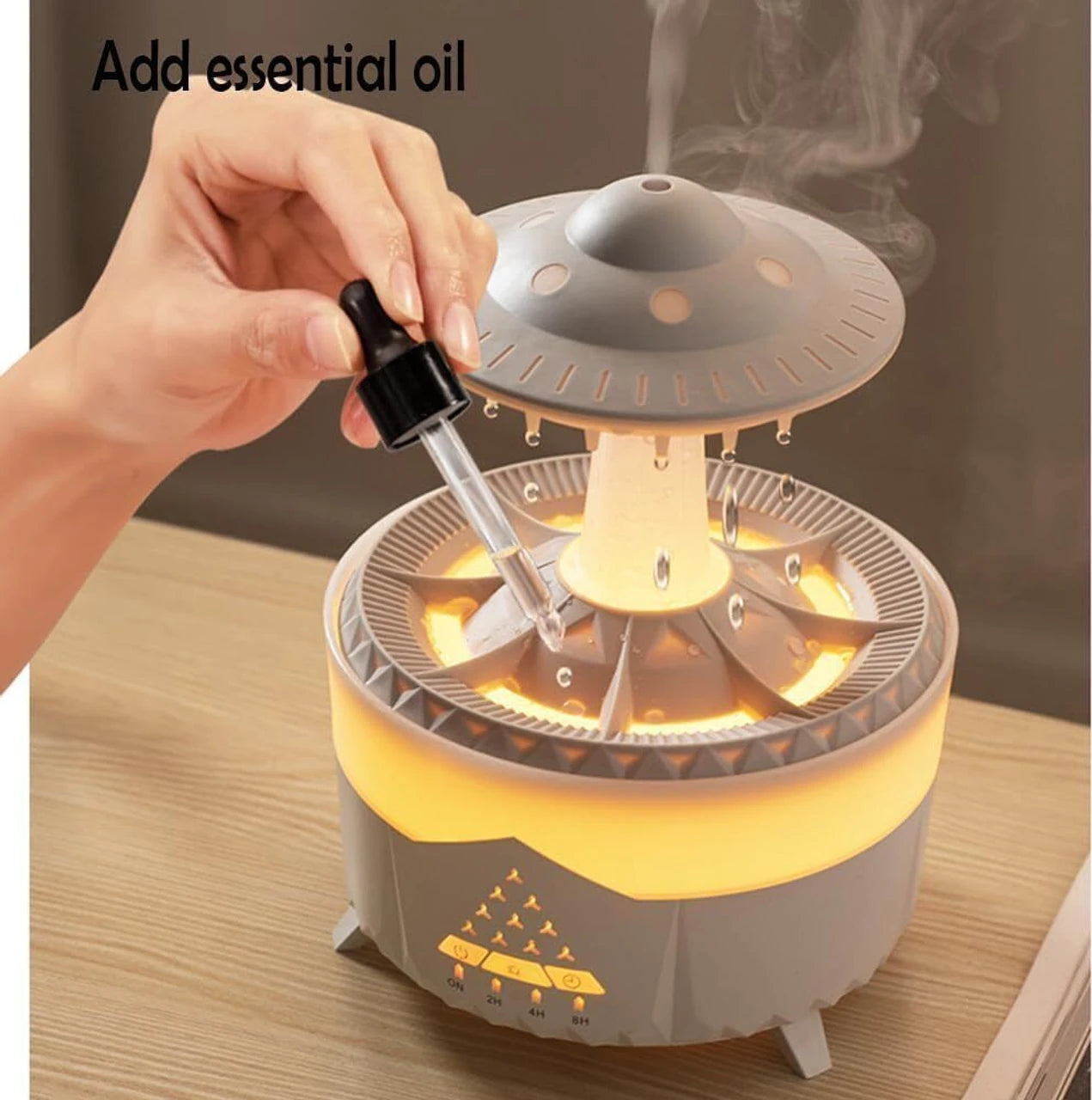 DOCOSS CloudRain Aroma Diffuser & Humidifier – Remote Control Essential Oil Diffuser with LED Light (White)