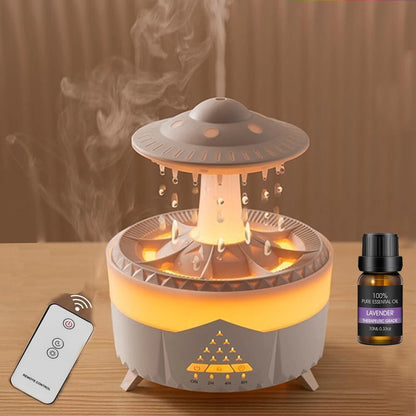 DOCOSS CloudRain Aroma Diffuser & Humidifier – Remote Control Essential Oil Diffuser with LED Light (White)