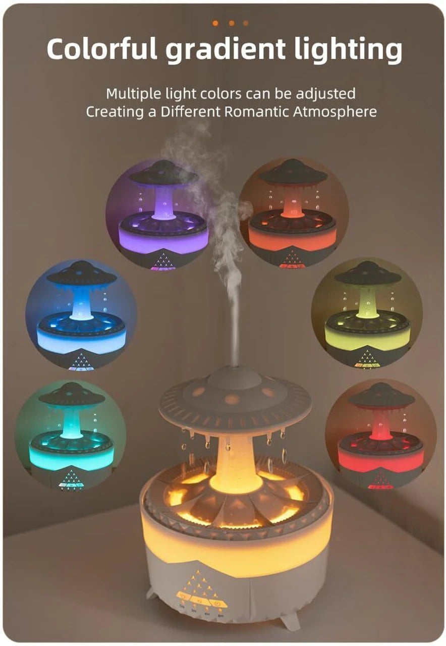 DOCOSS CloudRain Aroma Diffuser & Humidifier – Remote Control Essential Oil Diffuser with LED Light (White)