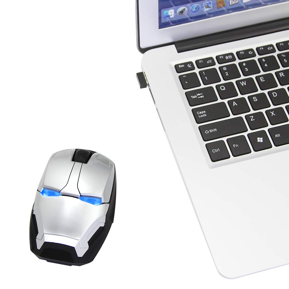 Iron Man Wireless Silent Optical Mouse – 2.4GHz Adjustable DPI LED Mouse (Silver Edition) | AnimeLegacy