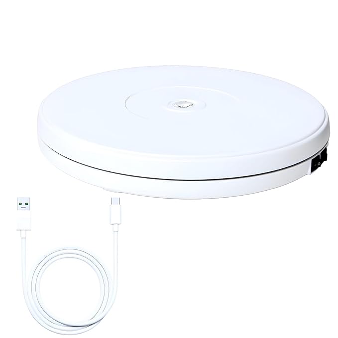 MVPRO 360° Motorized Rotating Turntable – 25cm Silent Display Stand with LED Lights (15kg Capacity)