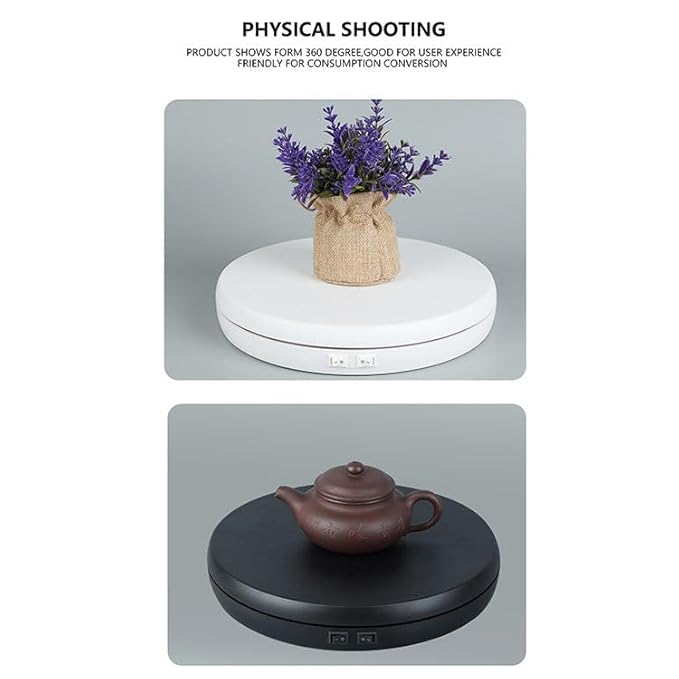 MVPRO 360° Motorized Rotating Turntable – 25cm Silent Display Stand with LED Lights (15kg Capacity)