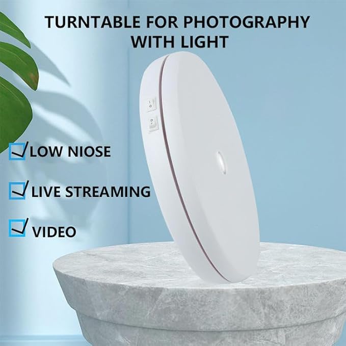 MVPRO 360° Motorized Rotating Turntable – 25cm Silent Display Stand with LED Lights (15kg Capacity)