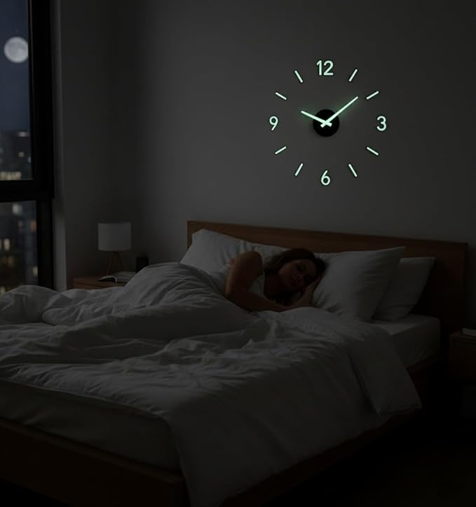 cozyloom Radium Simple Wall Clock – Minimalist Modern Analog Timepiece with Glow-in-Dark Radium Markers &, Office, Living Room & Bedroom Décor (60x60cm)