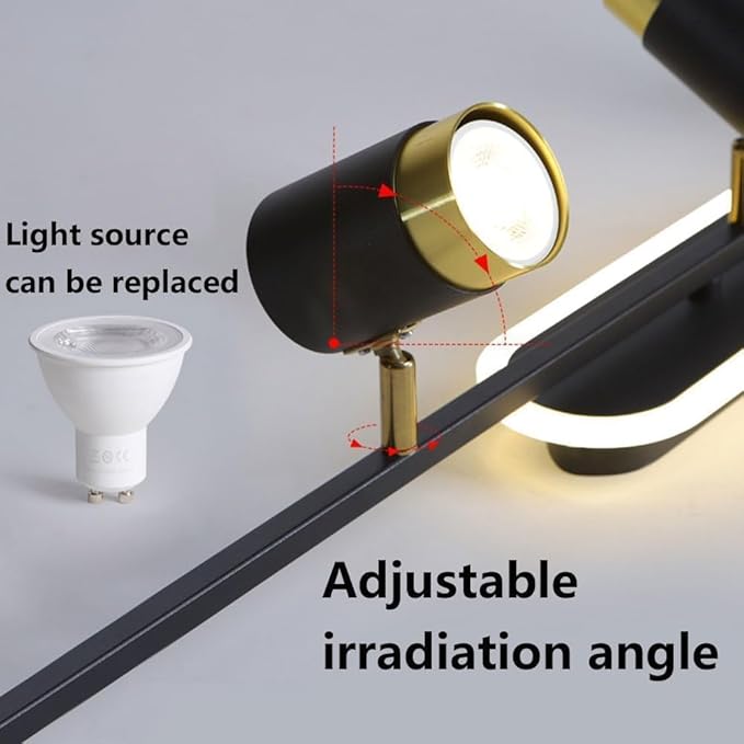 3-Light LED Ceiling Spotlight – Black & Gold Adjustable Ceiling Light with 3CCT (Warm, Natural & Cool White)