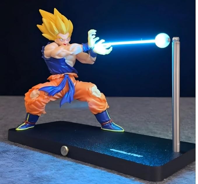 Super Saiyan Goku Action Figure – Dragon Ball Z Collectible Statue with Kamehameha Light Effect & Display Stand