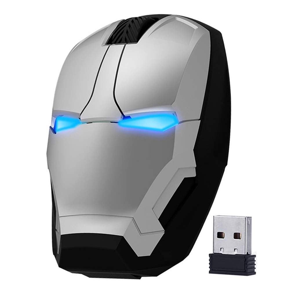 Iron Man Wireless Silent Optical Mouse – 2.4GHz Adjustable DPI LED Mouse (Silver Edition) | AnimeLegacy