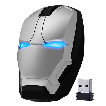 Iron Man Wireless Silent Optical Mouse – 2.4GHz Adjustable DPI LED Mouse (Silver Edition) | AnimeLegacy