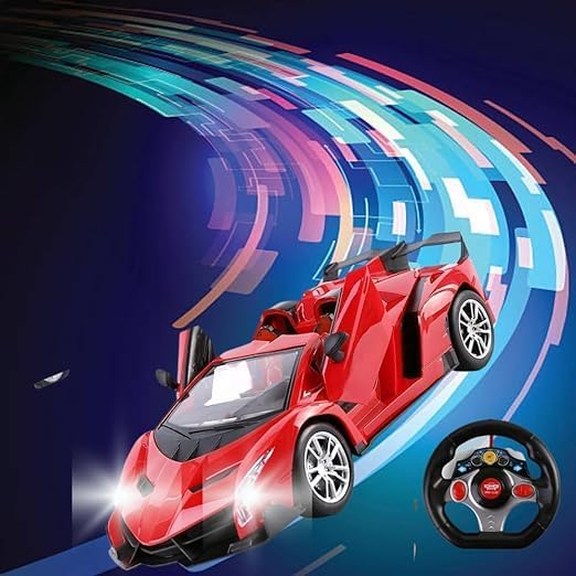EUPHORIA RK Toys Remote Control Racing Car – Rechargeable RC Car with Openable Doors & Steering Remote