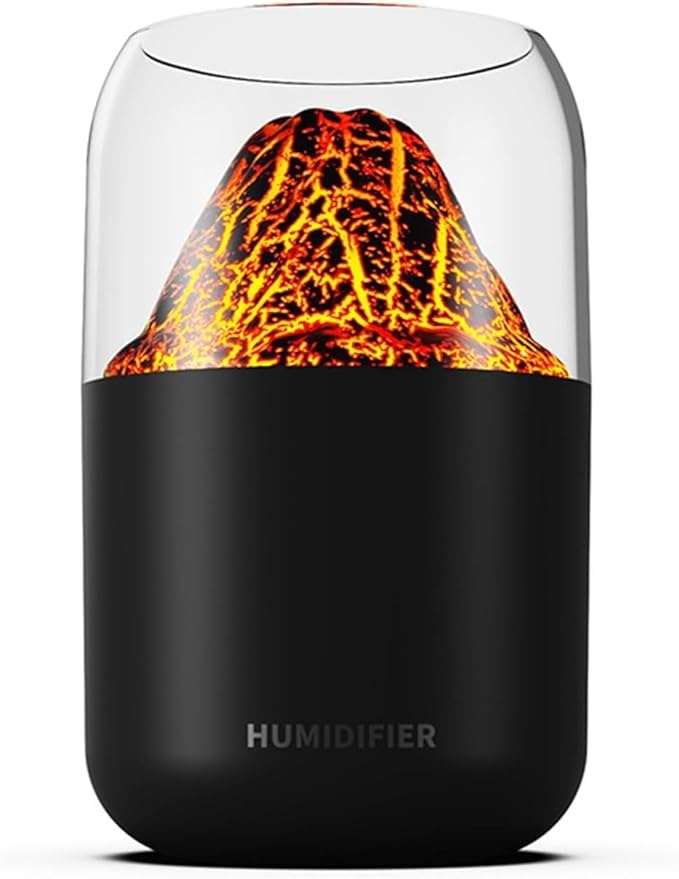 Volcano Flame Humidifier with LED Light – 3D Lava Mist Aroma Diffuser & Portable Air Humidifier (Multicolor)