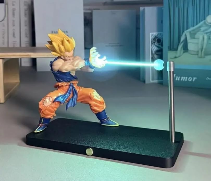 Super Saiyan Goku Action Figure – Dragon Ball Z Collectible Statue with Kamehameha Light Effect & Display Stand
